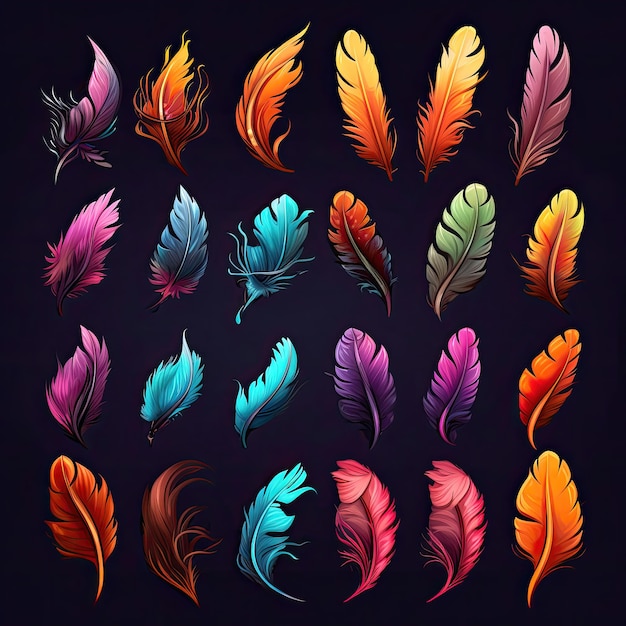 naturaleza plumas pájaro ai generado símbolo icono silueta vuelo realista pluma naturaleza plumas ilustración de pájaro