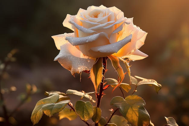 Naturaleza poesía rosa blanca en la luz de la mañana rosa foto