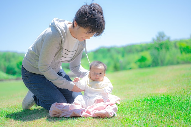 Naturaleza refrescante y padres