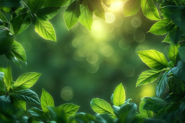 Foto una naturaleza verde y un fondo borroso con la luz del sol