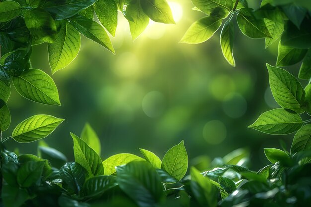 Foto una naturaleza verde y un fondo borroso con la luz del sol