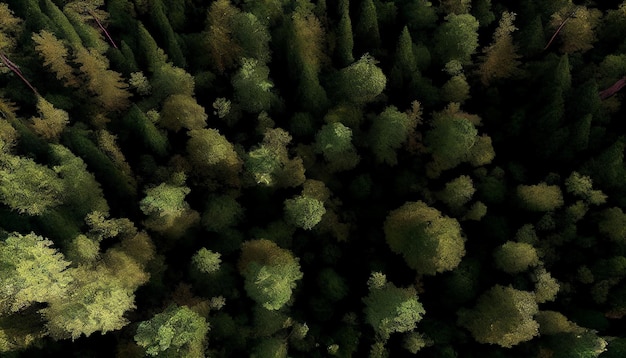 Naturalezas verde patrón bosque árboles airview escena generativa AI