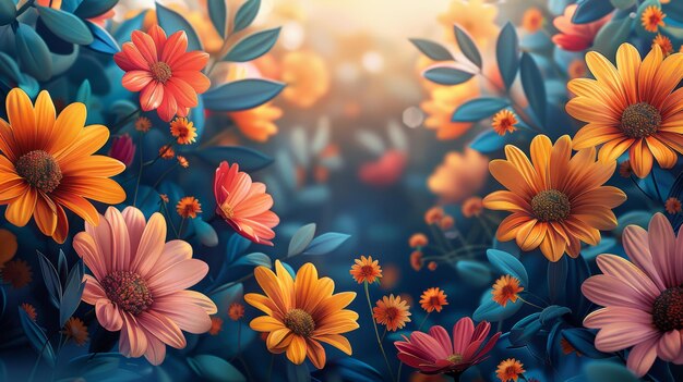 Foto naturas vibrantes florescem uma celebração floral inteligência artificial gerativa
