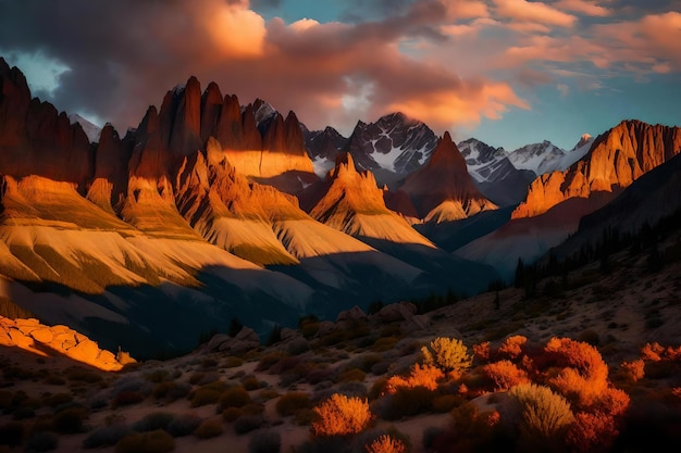 Nature Mountain exibe cores radiantes ao pôr do sol