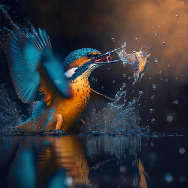 Nature_photography_of_a_kingfisher_exiting_the_water_withGenerative AI