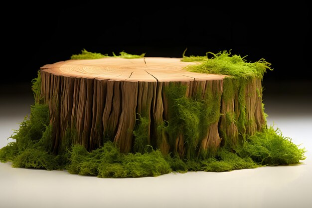 Nature's Beauty Serene Moss Covered Stump with Tree Stump Imagem de estoque perfeita para Ou