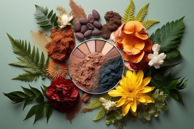 Nature's Palette Der Hintergrund natürlicher Farbkosmetikprodukte