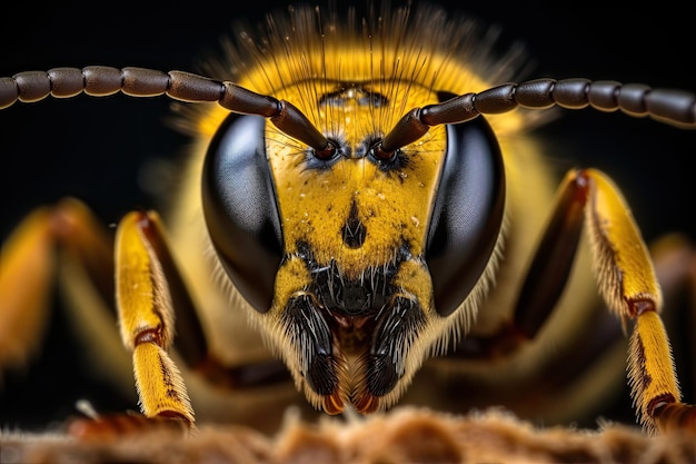 Naturens Peekaboo Eine Makro-Close-Up einer Biene, die sich in einer Gartenumgebung enthüllt