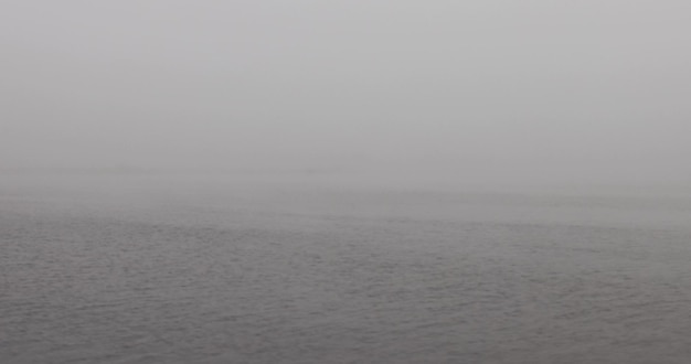 natureza bonita durante a névoa com visibilidade muito pobre no rio