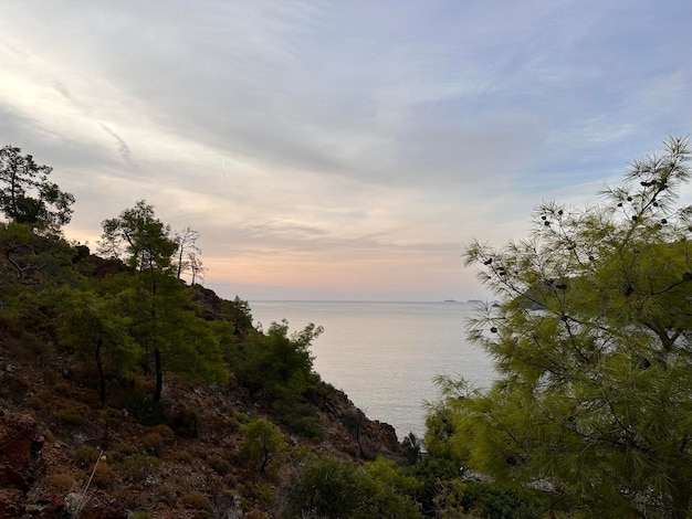 Foto natureza da costa do mar egeu da turquia
