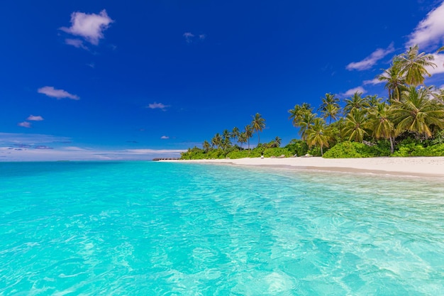 Natureza da praia Praia de areia do mar de palmeiras na ilha paradisíaca tropical Paisagem exótica para sonho