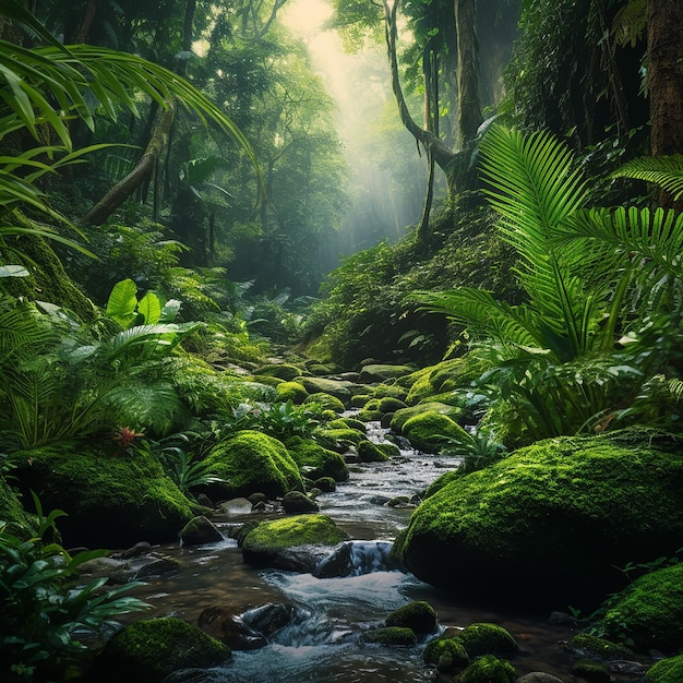 Natureza em meditação selva natureza pela manhã