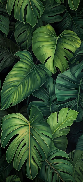 natureza fundo verde textura papel de parede folha de planta tropical padrão de decoração de palma exo