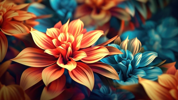 Natureza mais bonita e surpreendente e ilustração de papel de parede de fundo 3D de flores
