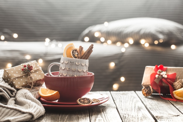 Natureza morta com decoração de natal em casa