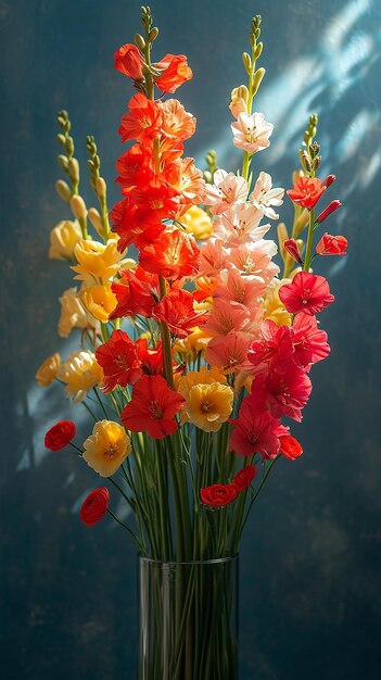 Natureza morta com um buquê de flores em um vaso