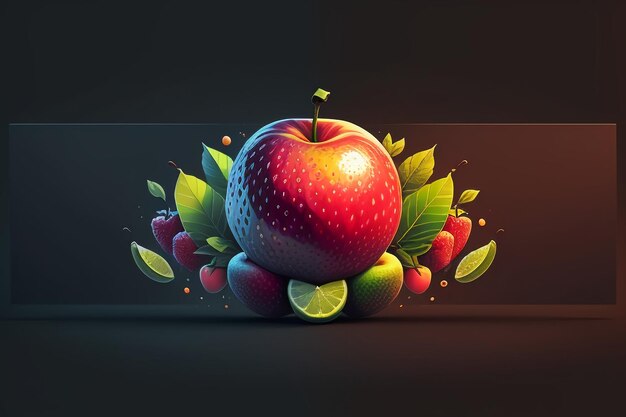 Natureza morta maçã fruta cartaz criativo capa banner papel de parede fundo design arte