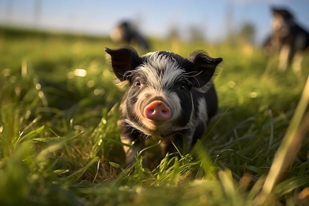 Natureza Porco Kune Negro Comendo em Terras Agrícolas