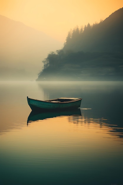 Natureza rústica barco do lago papel de parede reflexão da água barco vazio