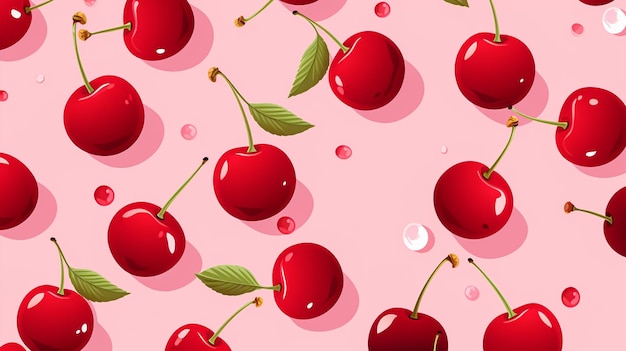 natureza texturizada frutas de cereja padrão sem costura fundo de cores vivas