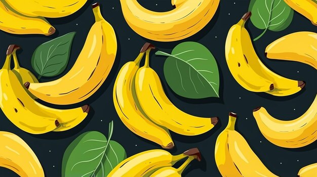 natureza texturizada frutos de banana padrão sem costura fundo de cores vivas