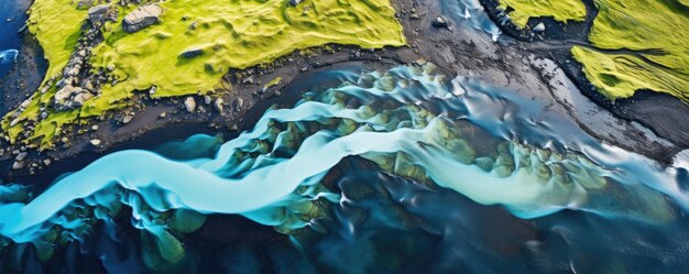 Foto naturlandschaft panorama berge isländische täler mit einem fluss generative ai