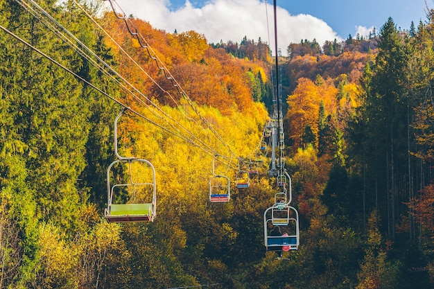 Naturlandschaft von Herbstwald und Bergen