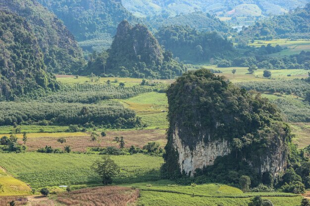 Naturlandschaftsansicht von Berg Phu Lang Ka bei Phayao Thailand.