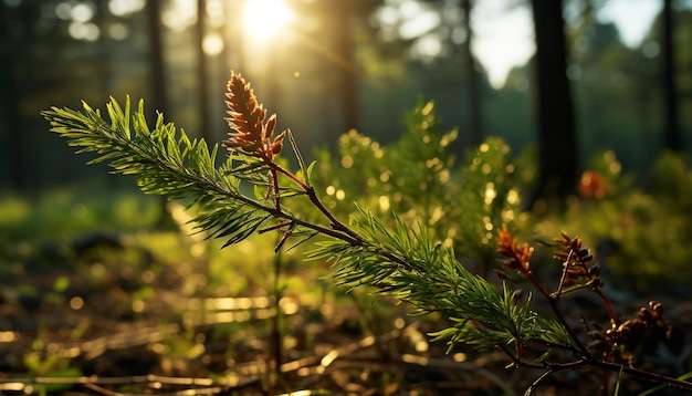 Foto naturschönheit in lebendigen waldgrünblättern und sonnenlicht, erzeugt durch ki