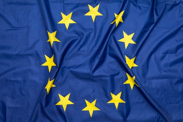 Naturstoff zerknittert EU- oder EU-Flagge