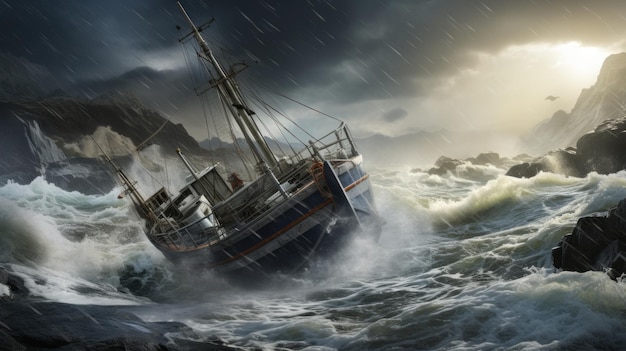 Naufrágio em mares tempestuosos