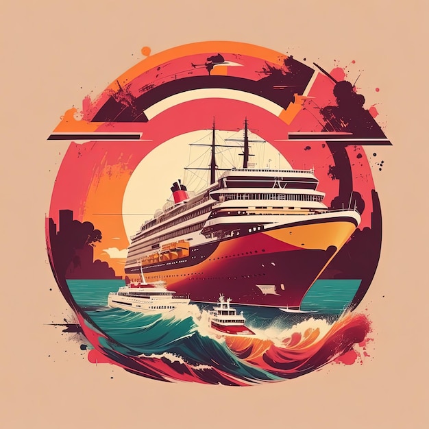 Foto nautical dreams eine farbenfrohe retro-reise