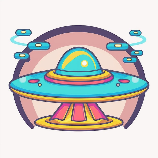 Una nave espacial alienígena de dibujos animados con una cúpula azul en la parte superior ai generativa
