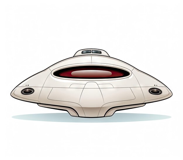 Foto nave espacial futurista sci-fi veículo ufo alienígena em fundo branco ilustração de desenho animado hiperealista