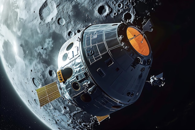 Nave espacial Orion em órbita lunar