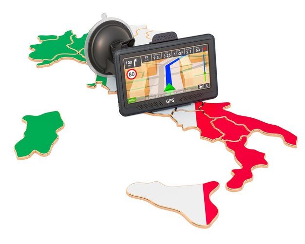 Navegación GPS en Italia renderizado 3D