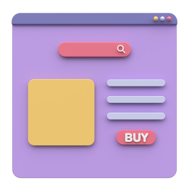 Foto navegador 3d de compras en línea página de producto ilustración 3d