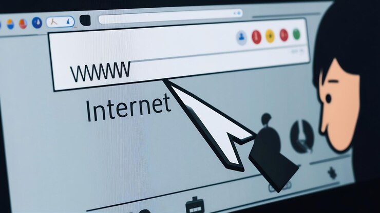 Foto navegador de computadora listo para leer un sitio web que comience con www