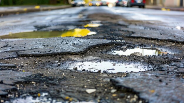 Navegue por uma rua áspera e perigosa cheia de inúmeros buracos