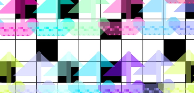 Naves coloridas con un fondo de arte geométrico