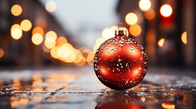 Navidad Año Nuevo bola roja con fondo de Navidad