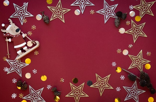 Foto navidad año nuevo invierno fondo rojo