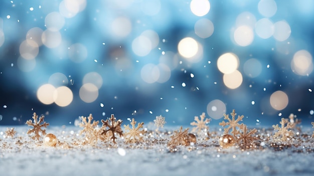 Navidad Año Nuevo invierno luces doradas bokeh festivo fondo brillante AI Contenido generativo