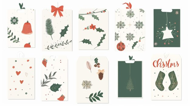 Navidad y Año Nuevo39s conjunto de plantillas para saludos Scrapbooking felicitaciones invitaciones etiquetas pegatinas postales ilustraciones modernas