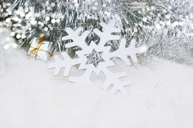 Foto navidad copo de nieve en la nieve