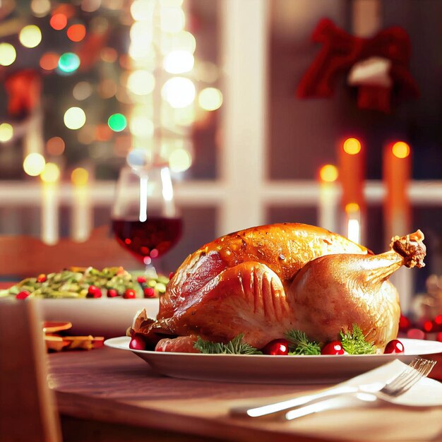 Navidad delicioso pavo jugoso Platos tradicionales de vacaciones para Navidad o Acción de Gracias