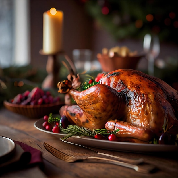 Navidad delicioso pavo jugoso Platos tradicionales de vacaciones para Navidad o Acción de Gracias