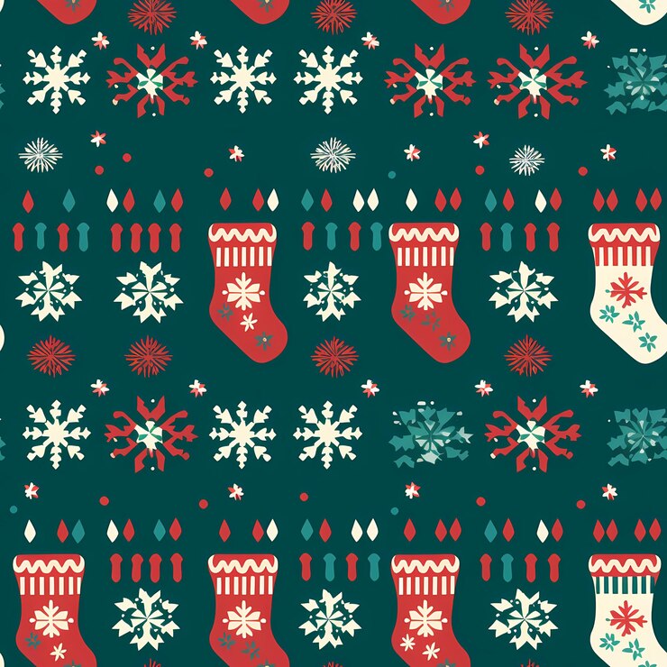 La Navidad está aquí Ilustración de patrones de suéteres variados