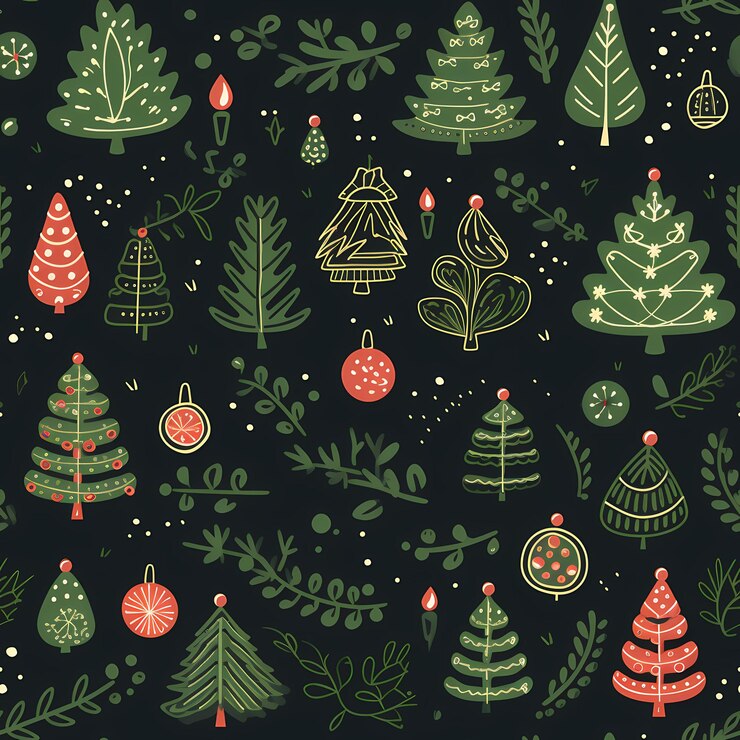 La Navidad está aquí Ilustración de patrones variados