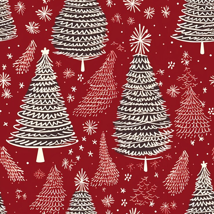 La Navidad está aquí Variado patrón de árbol